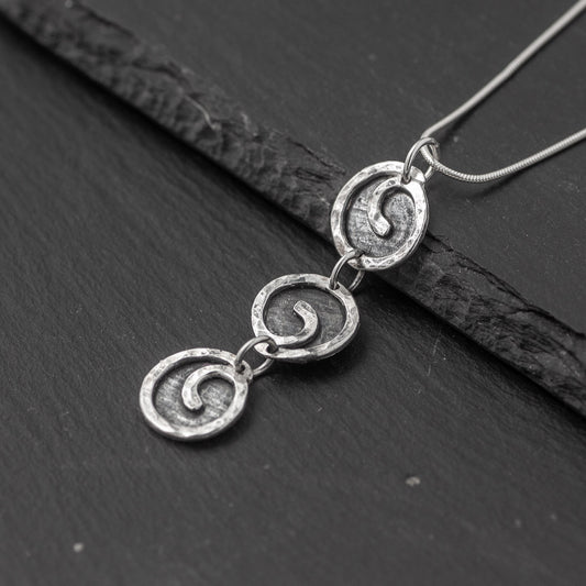 Spiral In Fill Triple Silver Pendant by Silverfish