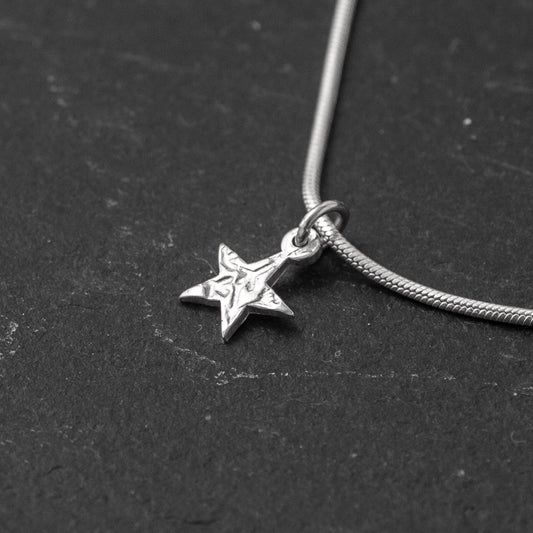 Stamped Star Silver Pendant - Tiny by Silverfish