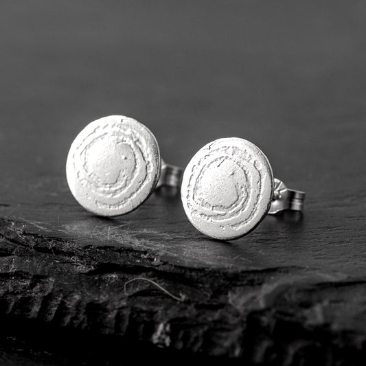 Barclodiad Rock Art Silver Stud Earrings by Silverfish