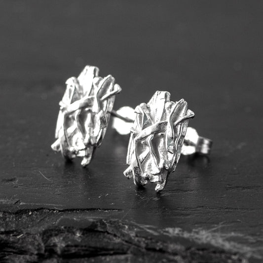 Bark Silver Stud Earrings by Silverfish