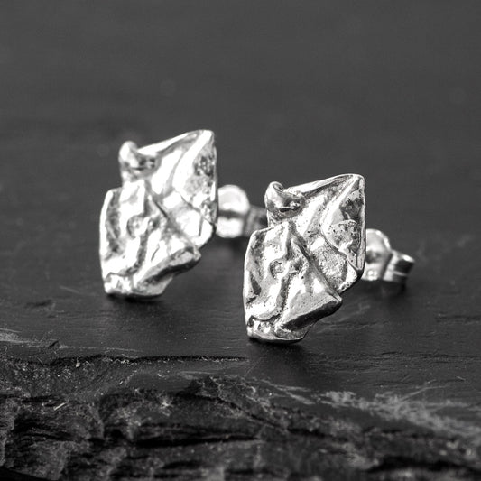 Folded Square Silver Stud Earrings by Silverfish