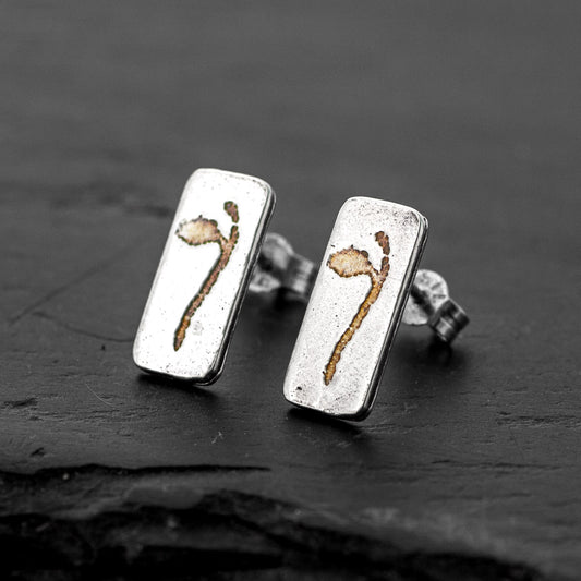 Halberd Gold Plated Silver Stud Earrings by Silverfish