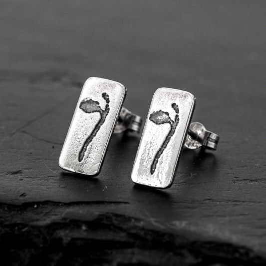 Halberd Oxidised Silver Stud Earrings by Silverfish