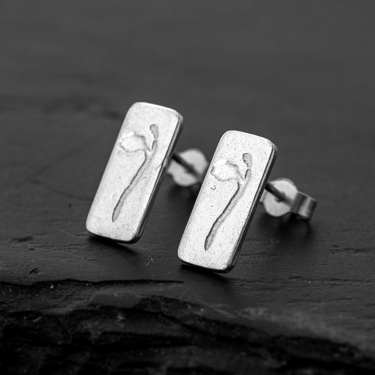 Halberd Silver Stud Earrings by Silverfish