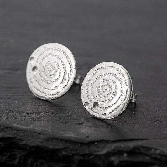 Llanbedr Spiral Silver Stud Earrings by Silverfish