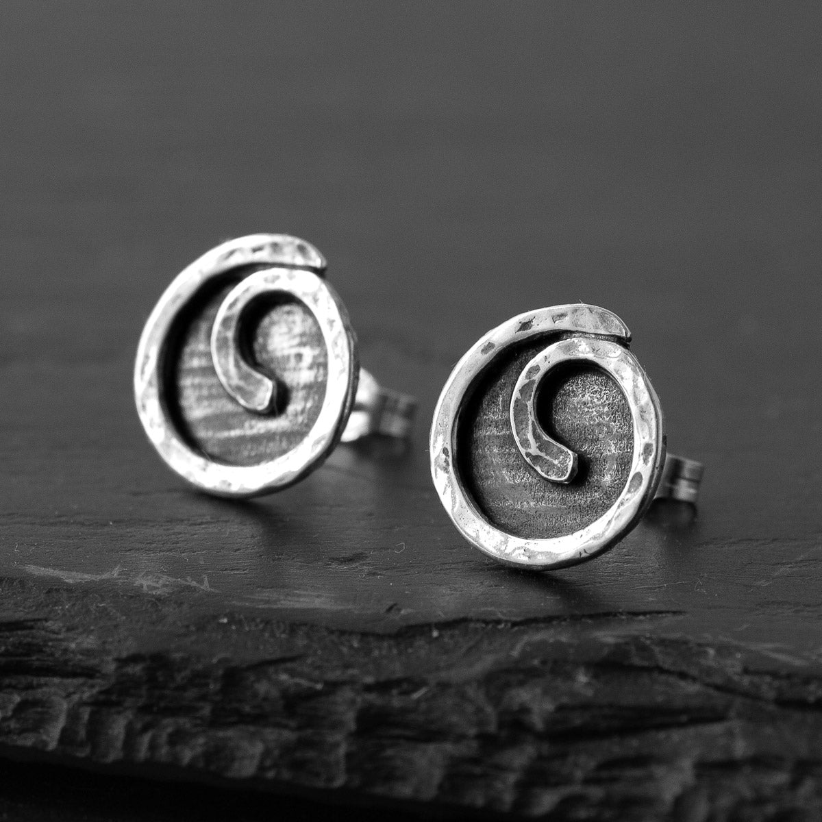 Spiral In Fill Silver Stud Earrings by Silverfish