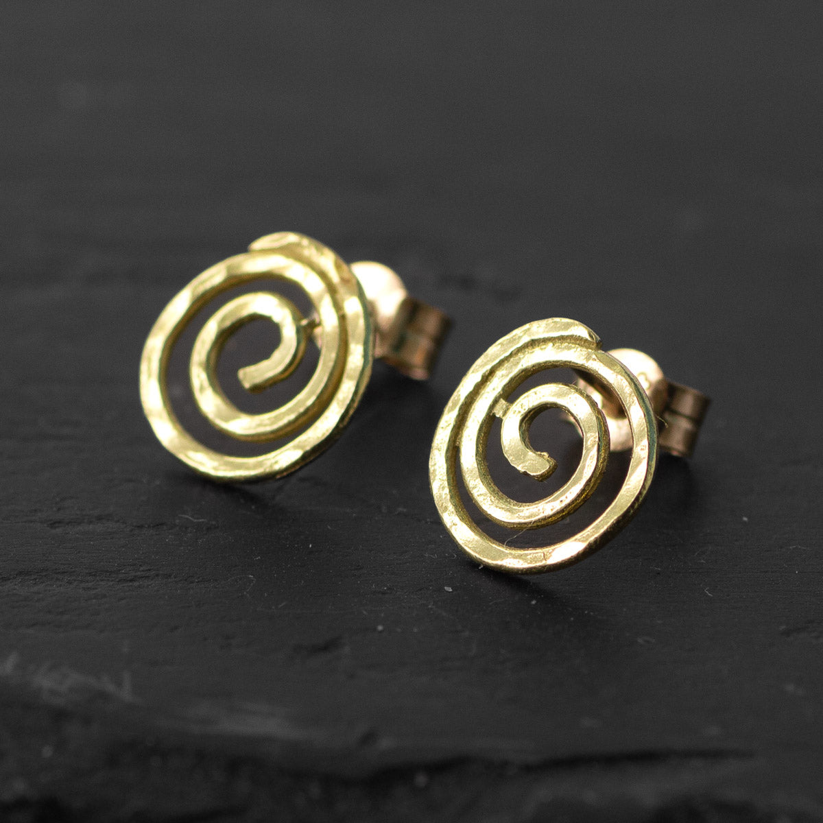 Spiral 18ct Yellow Gold Stud Earrings - Small by Silverfish