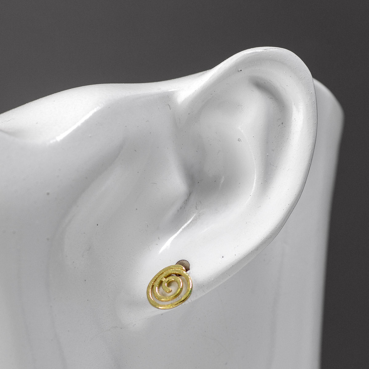 Spiral 18ct Yellow Gold Stud Earrings - Small by Silverfish