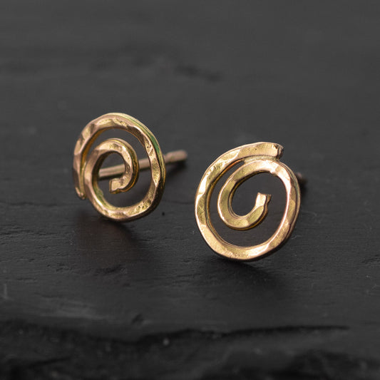 Spiral 9ct Rose Gold Stud Earrings - Tiny by Silverfish