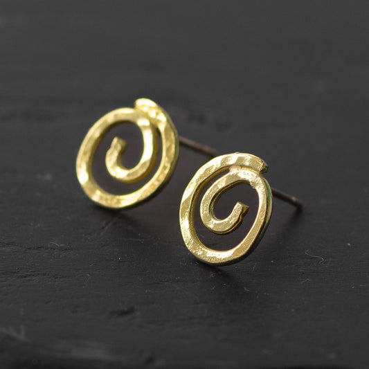 Spiral 18ct Yellow Gold Stud Earrings - Tiny by Silverfish