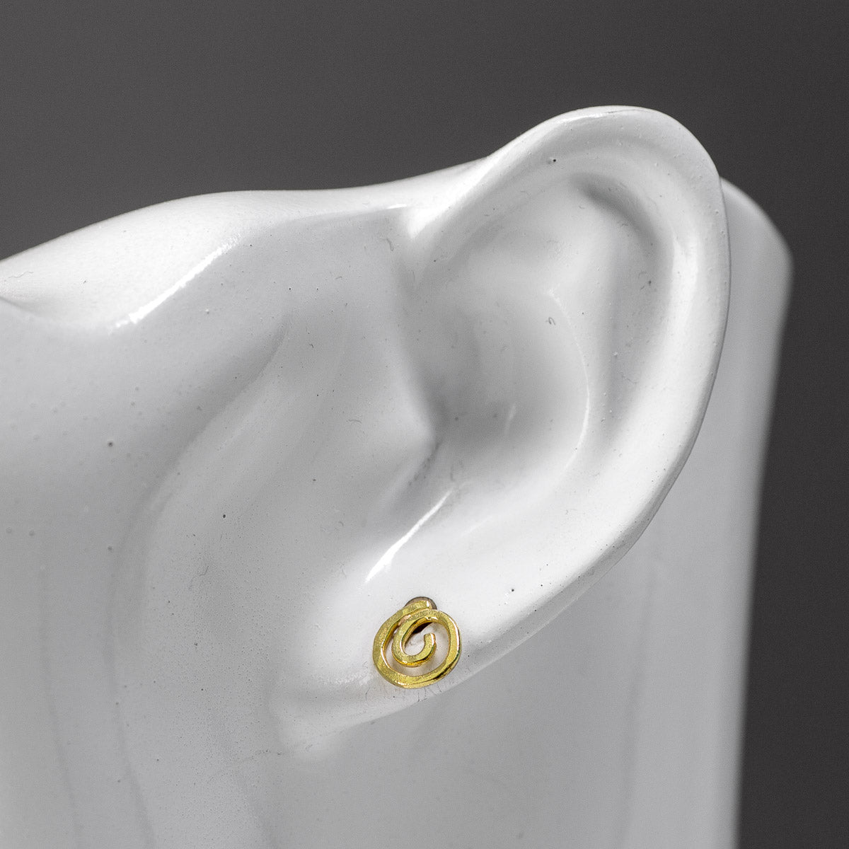 Spiral 18ct Yellow Gold Stud Earrings - Tiny by Silverfish