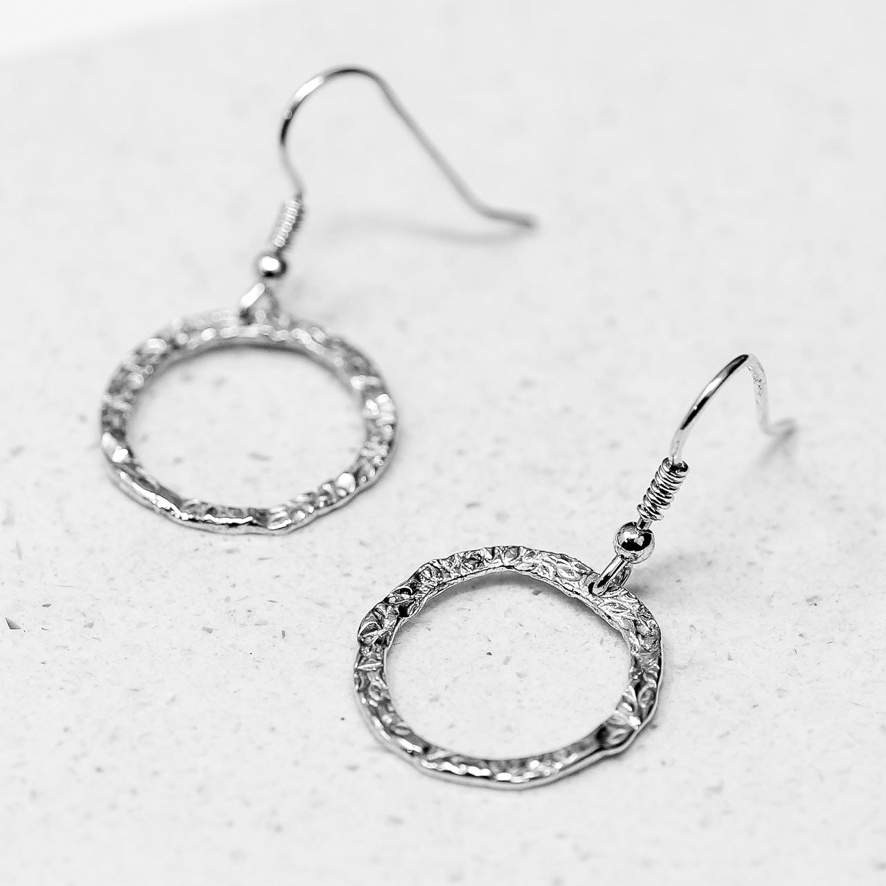 Flora Circle Drops - Large - Silver by Silverfish