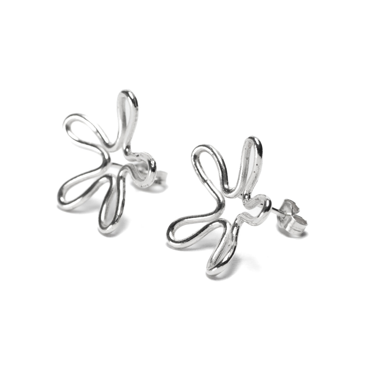 Flower Silver Stud Earrings by Silverfish