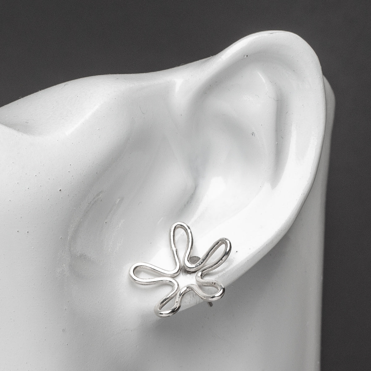 Flower Silver Stud Earrings by Silverfish