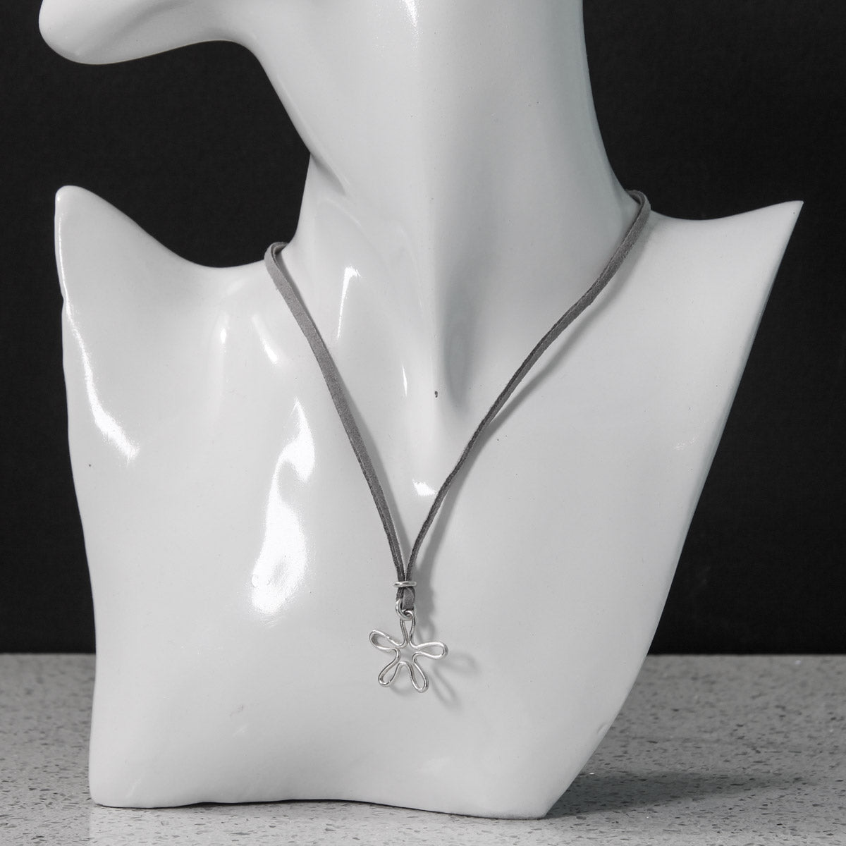 Flower Silver Pendant On Suede by Silverfish