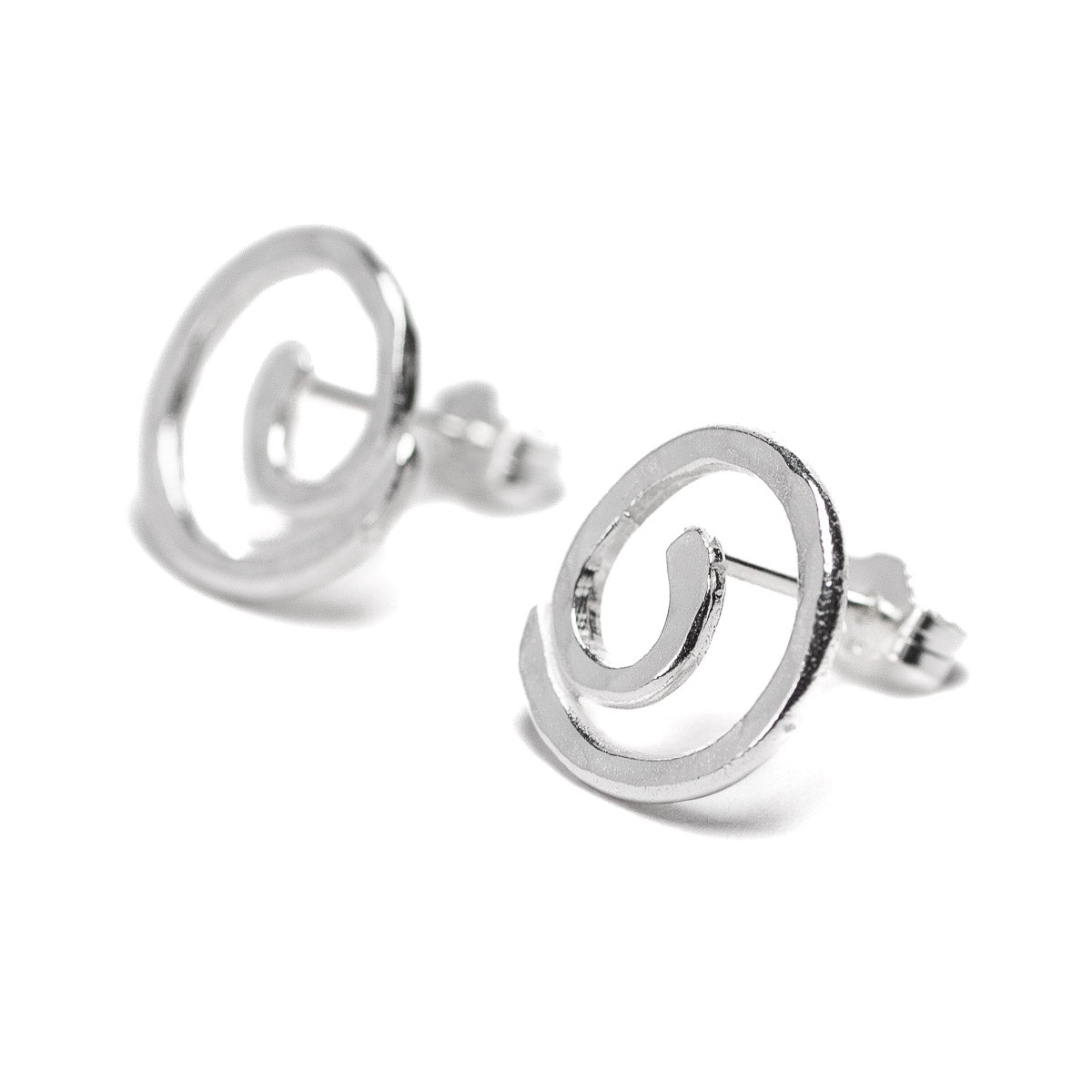 Spiral Silver Stud Earrings - Medium by Silverfish