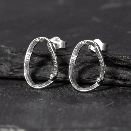 Embrace Oxidised Silver Stud Earrings - Large by Silverfish