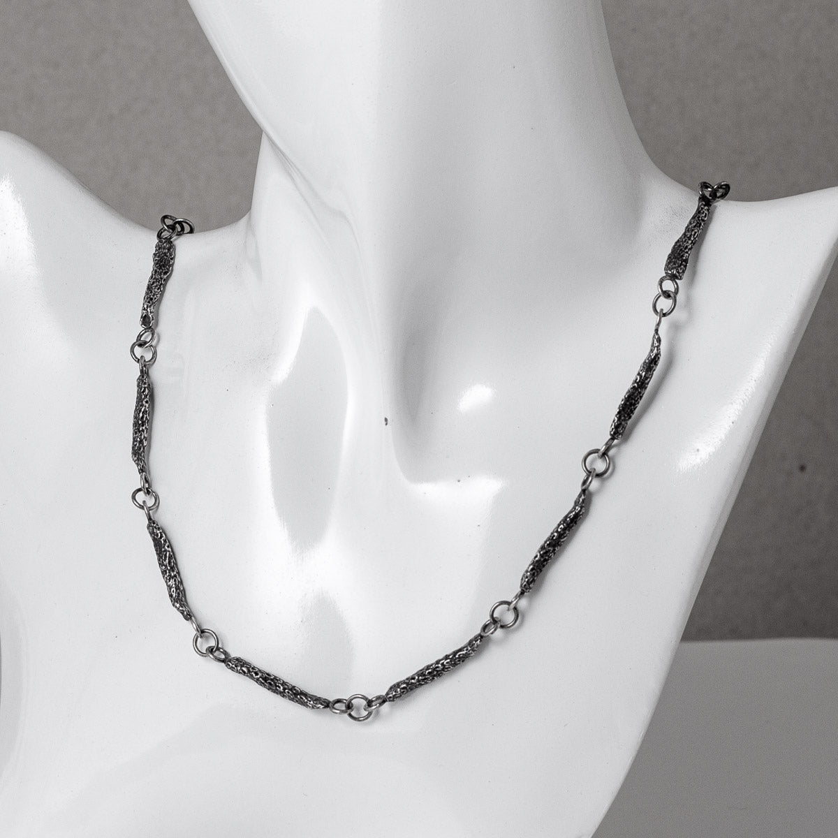 Long Coral Oxidised Silver Full Necklace - 12 Section by Silverfish Jewellery