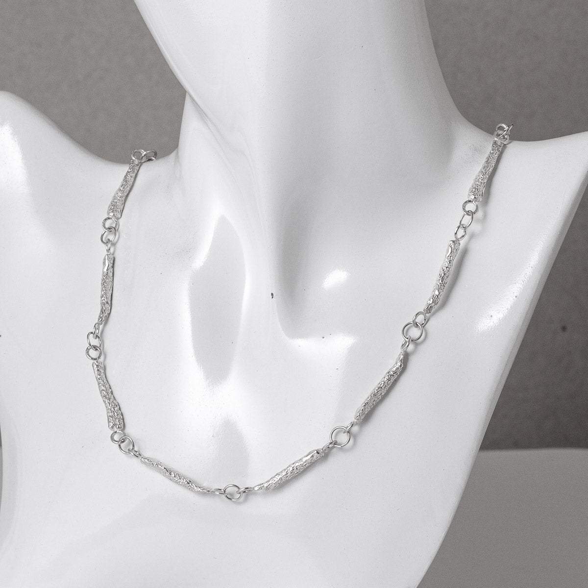 Long Coral Silver Full Necklace - 14 Sections by Silverfish Jewellery