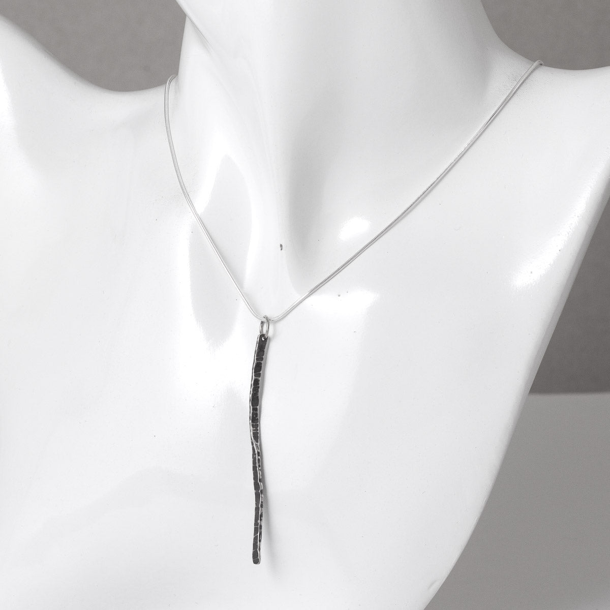 Forged Oxidised Silver Pendant - Long by Silverfish