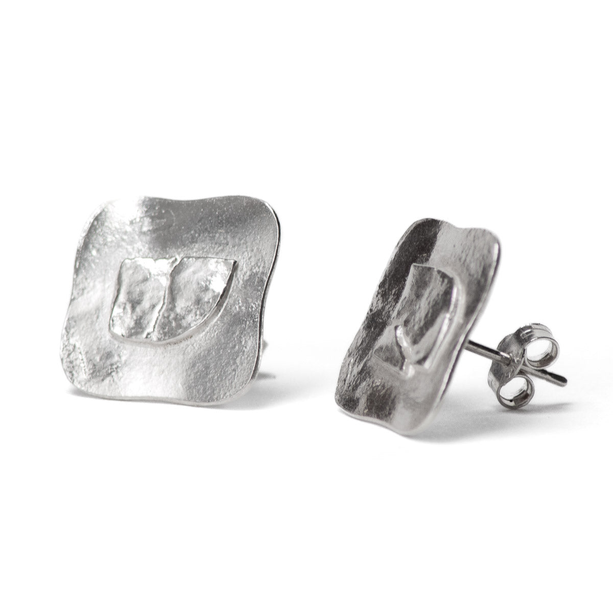 Mosaic Square Silver Stud Earrings by Silverfish