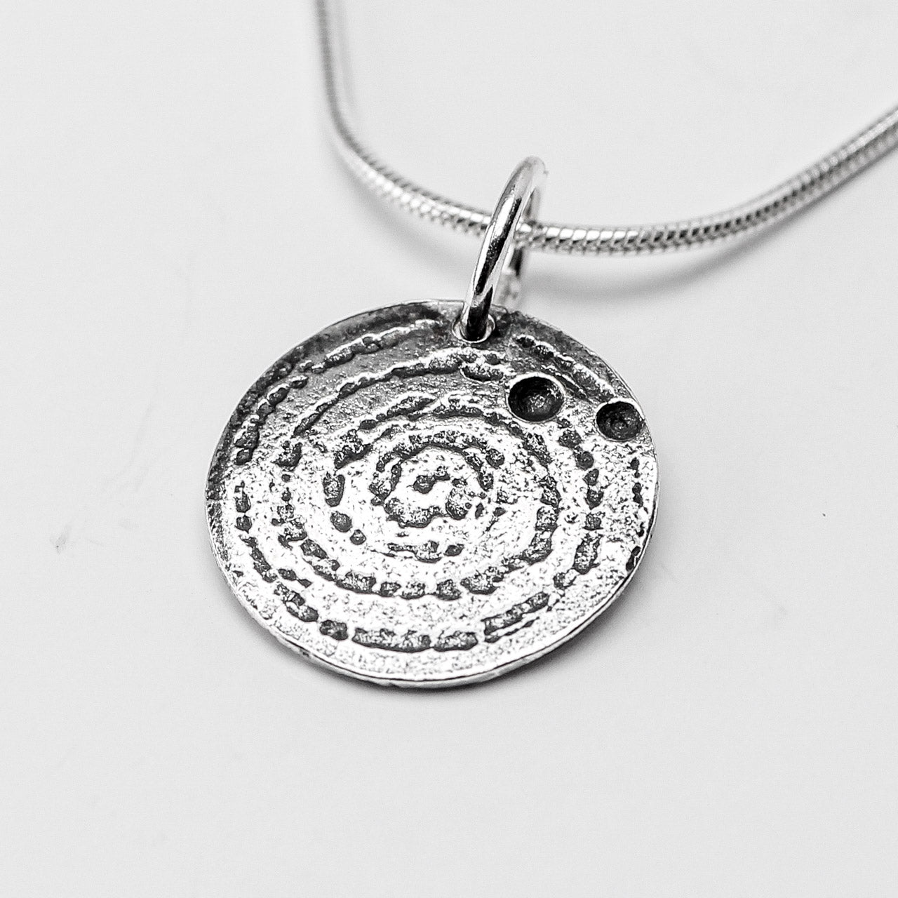 Llanbedr Spiral Oxidised Silver Pendant by Silverfish