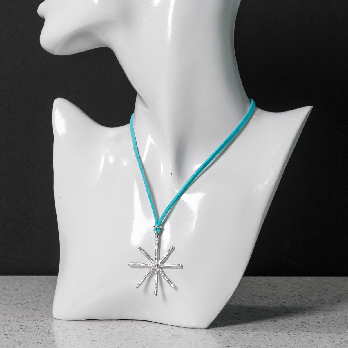 Snowflake Silver Plated Pendant - On Suede by Silverfish
