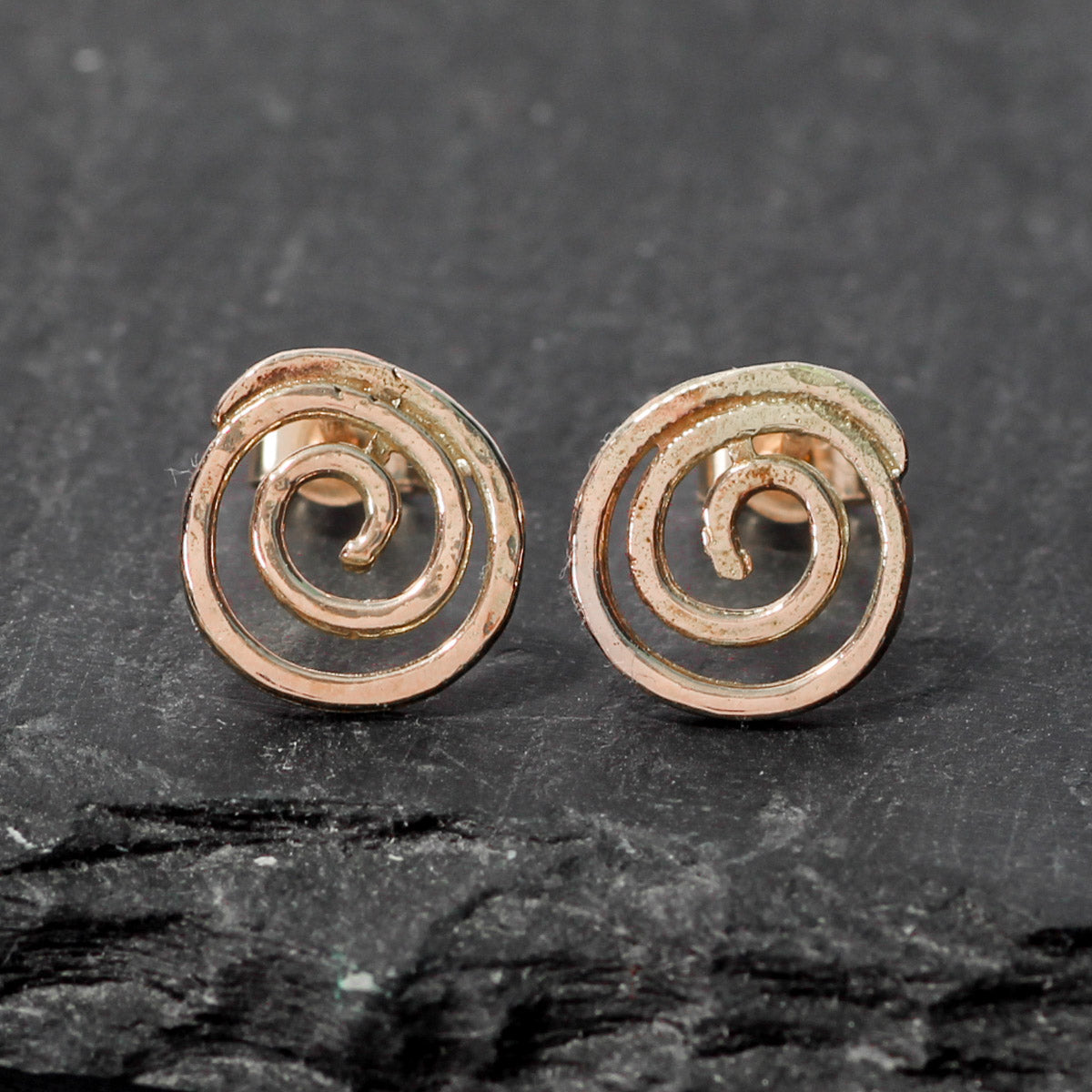 Spiral 9ct Rose Gold Stud Earrings - Small by Silverfish