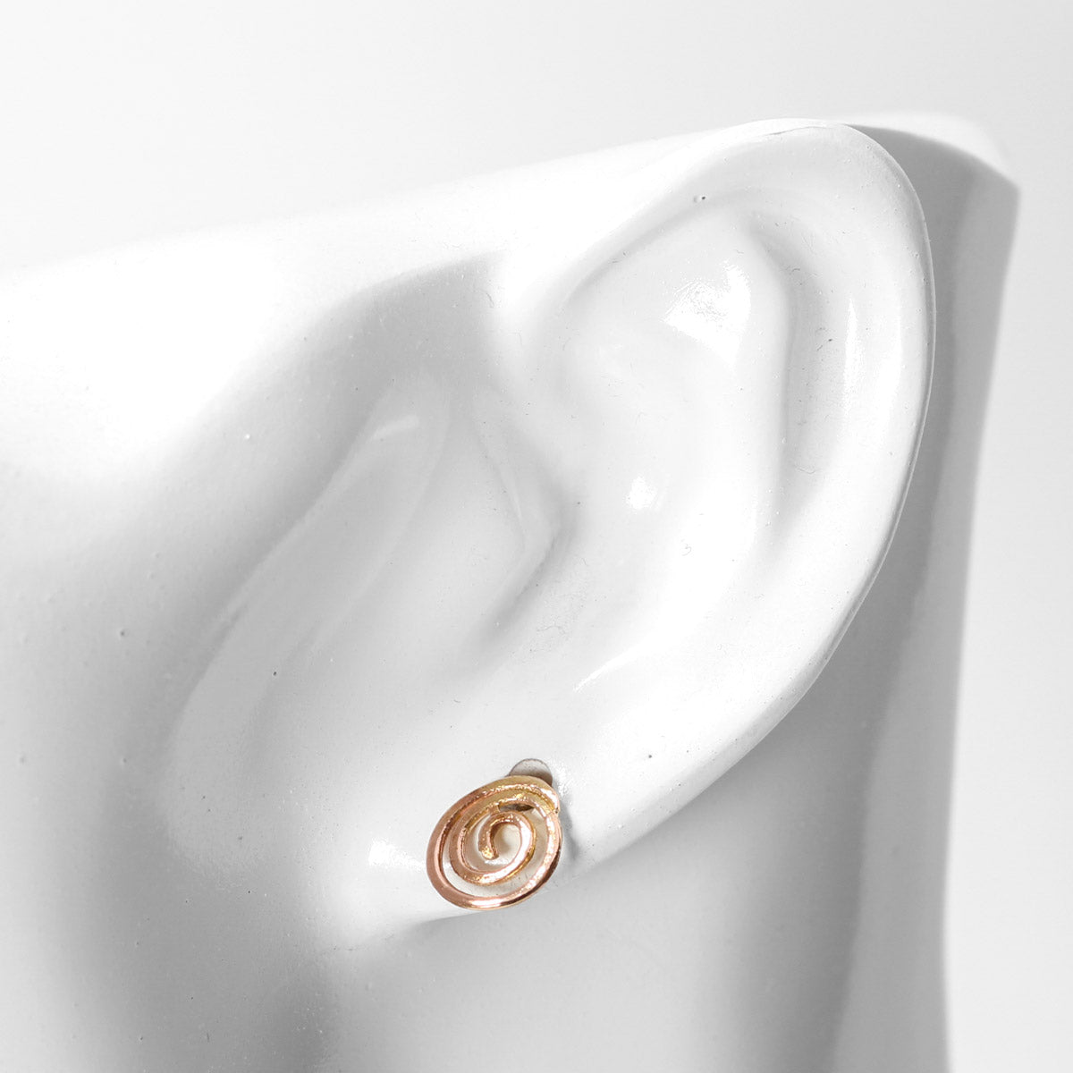 Spiral 9ct Rose Gold Stud Earrings - Small by Silverfish