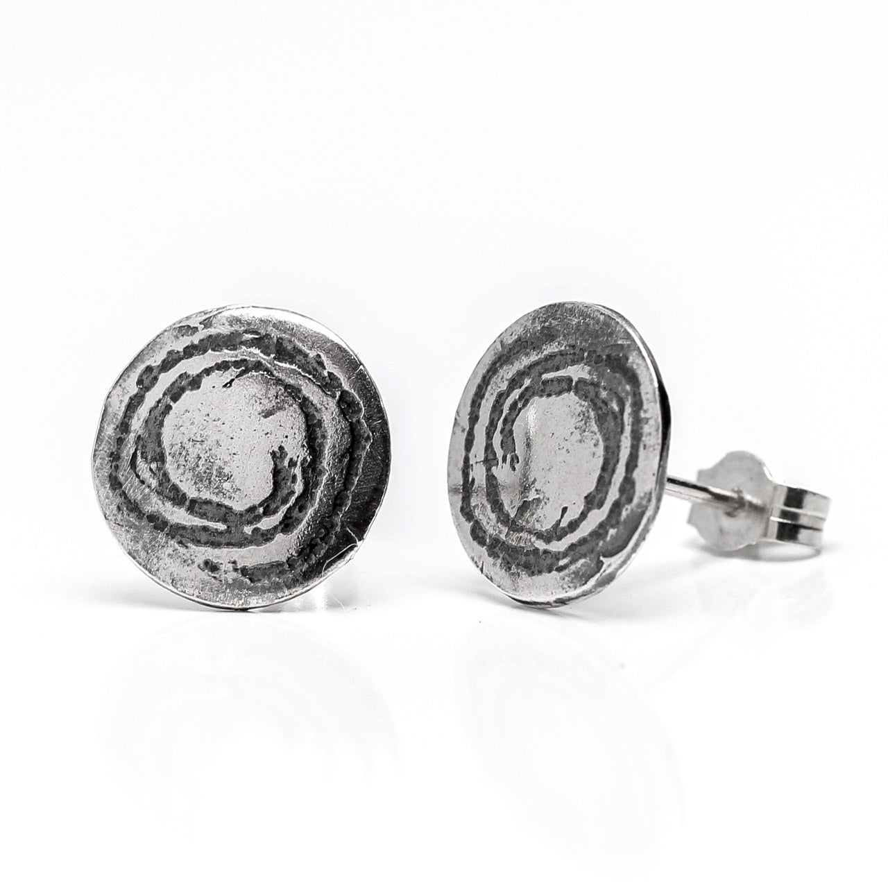 Barclodiad Rock Art Oxidised Silver Stud Earrings by Silverfish