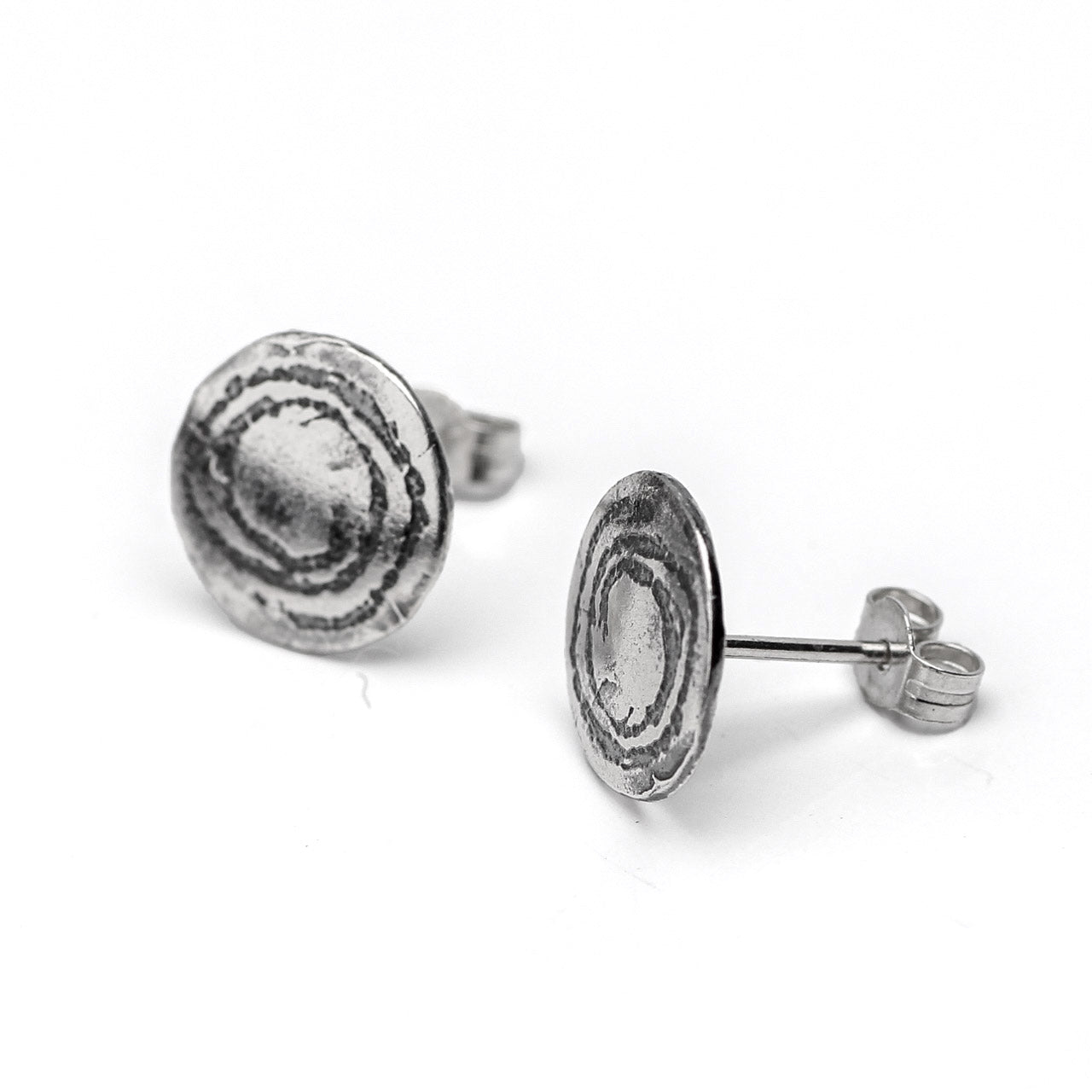 Barclodiad Rock Art Oxidised Silver Stud Earrings by Silverfish